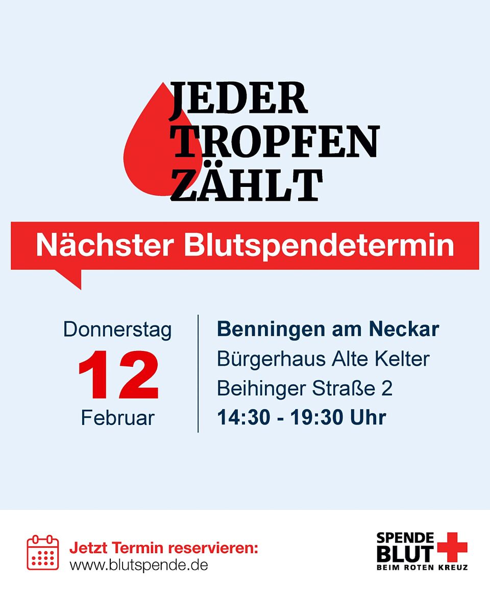 Ankündigung der Blutspende am 12.02.2026