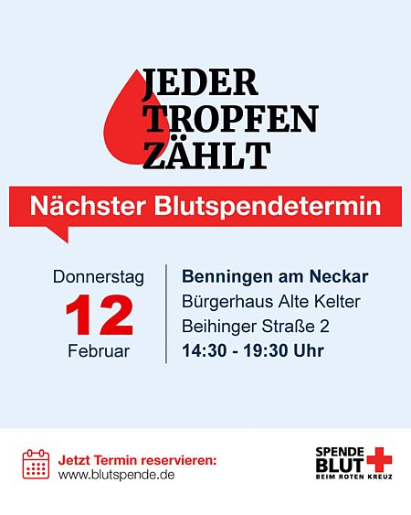 Ankündigung der Blutspende am 12.02.2026
